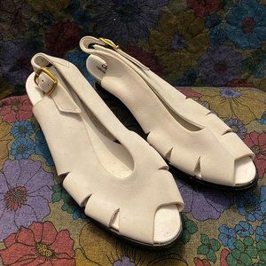 Vintage! Arche Smooth Leather Kitten Heel Wedge Shoe - cream white